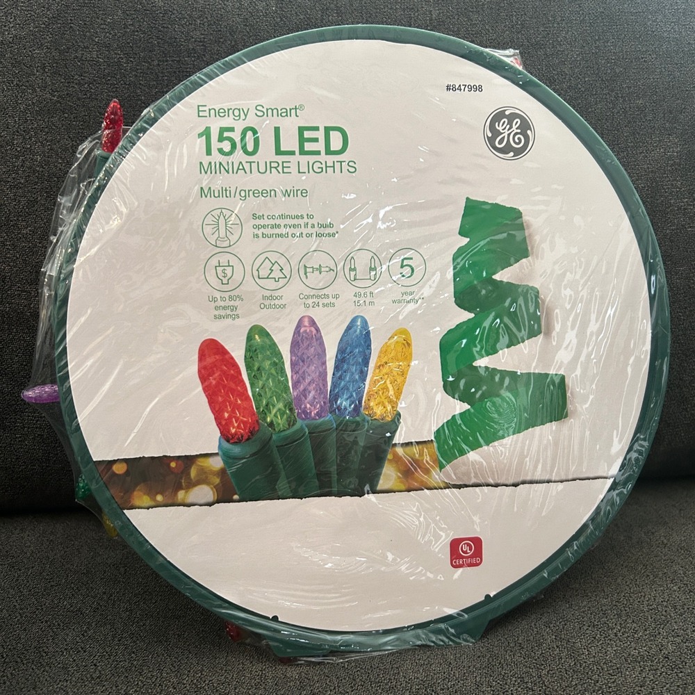 GE Energy‎ Smart 150 LED Miniature Lights Multicolor Green Wire 49.6ft 847998